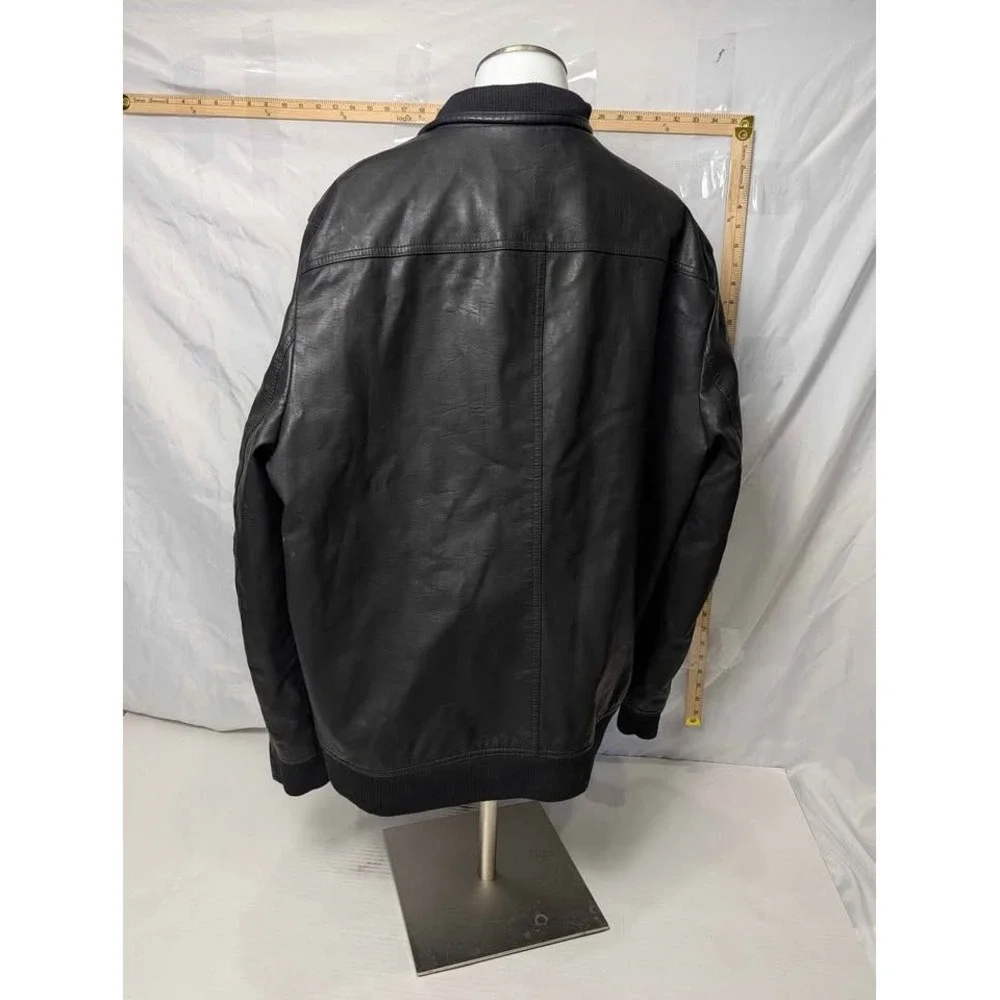 Apt 9 ~ Men's‎ Black Faux Leather Bomber Jacket Full Zip ~ 2XL ~ NWOT